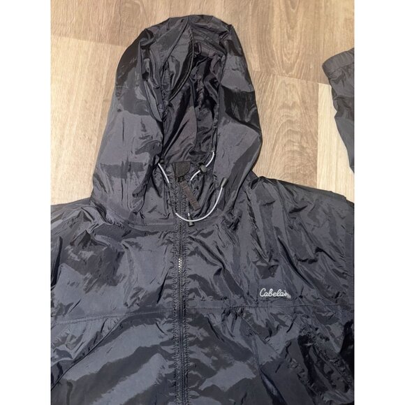 Cabelas XL Tall Black Nylon Hooded Jacket - Picture 2 of 10